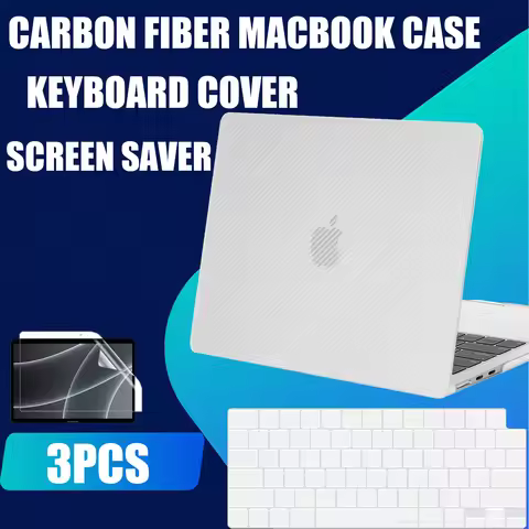 Compatible With MacBook Pro 14 inch Case M4 M3 M2 M1 Pro/Max, Carbon Fiber Texture Case+ Keyboard Co