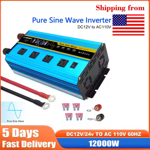 6000W Pure Sine Wave Inverter 12V 110V DC 12v/24v To AC 110v Voltage Converter Car Solar Power Inver