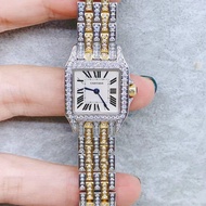 CT.Cartieress Santos Series Quartz Small Cheetah Gold Diamond Ladies Watch New W25066Z6
