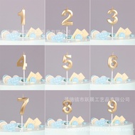 Diamond Number Candle0-9gold Smokeless Creative Electroplated 3D Plug-in Birthday Party Cake Candle