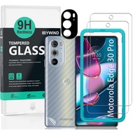 IBYWIND Tempered Glass Screen Protector For Motorola Edge 30 Pro 5G(2Pcs),1 Camera Lens Protector,1 Backing Carbon Fiber Film,Easy Install