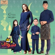 NOELLE Baju Raya Family Sedondon 2024 Baju Kurung Ibu Anak Baju Melayu Ayah Anak Baby Sedondon CECELIA - NAVY BLUE 02
