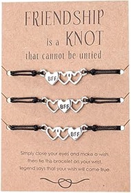 Best Friends BFF Bracelets for 3 6 Handmade Woven Matching Heart Bracelet for Girls Women Men Friend