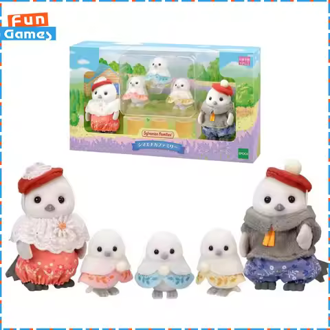 Sylvanian Families Anime Figures The Snowy Owl Family Kawaii Ternurines Custom Dress Family Room Orn