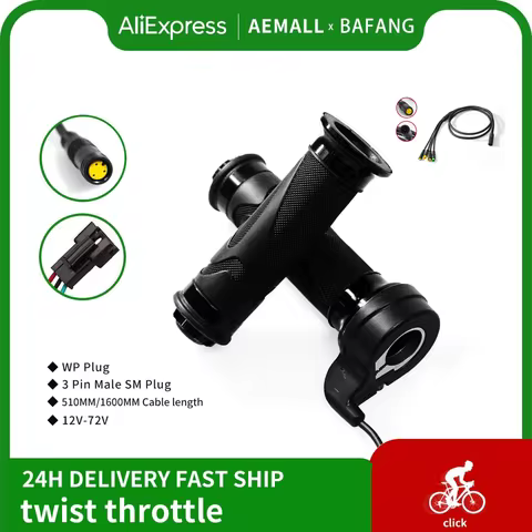 Bafang E-Bike Twist Throttle Grip 1T4 Cable Kit 24V 36V 48V Waterproof Connector for Bafang Motor El