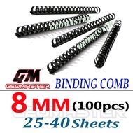 Comb Binder Rings / Plastic Comb Rings / Binding Rings / Binding Comb Rings 8mm Black - 100Pcs/Box