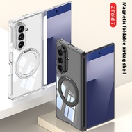 360° Rotating Bracket Magnetic Full Hinge Protection Transparent Phone Case For Samsung Galaxy Z Fol