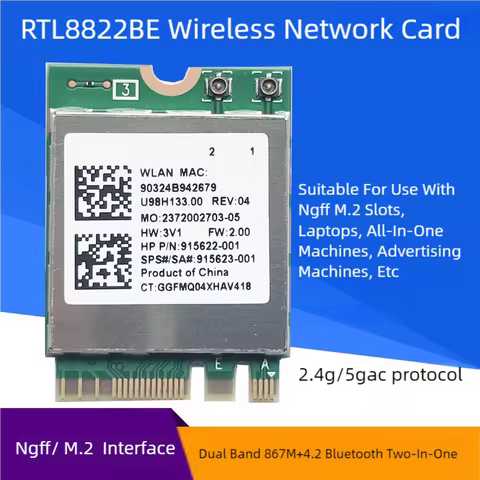RTL8822BE Dual-Band 867M Network Card + Bluetooth 4.2 Wireless Network Card 2.4/5.0G 802.11AC