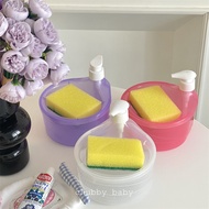 2 in 1 Soap Dispenser Box Detergent Pump Dispenser with Sponge Soap Storage Box