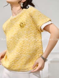 PlumJan | เสื้อยืดคอกลมสีเหลือง สำหรับ OOTD ฤดูร้อน
