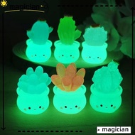 MAG Succulent Miniatures, Car Decor Home Decorations Luminous Cactus Ornaments,  Resin Glow At Night Luminous Succulent Miniatures