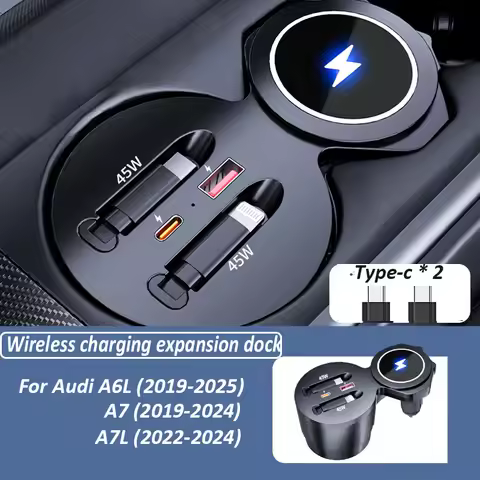 Magnetic Wireless Charging Hold for Audi A6L RS6 A7 RS7 C8 2019-2024 Super Fast Charging Explosion D