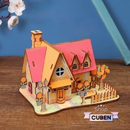 Wooden 3D assembly toy model - flower garden house