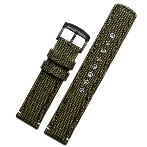 20mm Canvas + leather bottom watchband black armygreen khaki nylon watch strap for Citizen AW5005 AW