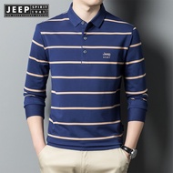 jeep spirit 1941 estd Men's POLO Shirt New Lapel Stripe T-shirt Cotton Thin Breathable Sweat Absorbi