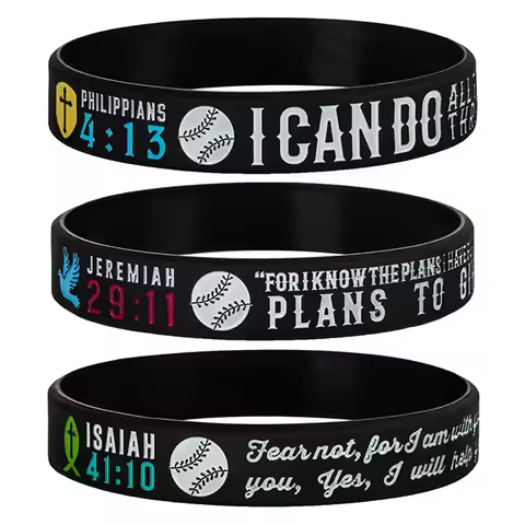 1pc/3pcs Christian bible verse philippians baseball rubber bracelet silicone wristband