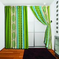 Cozzi Tropical Zac French Pleated 4 Panel Sliding Door Curtain Langsir Ready Made Curtains [ 2 piece