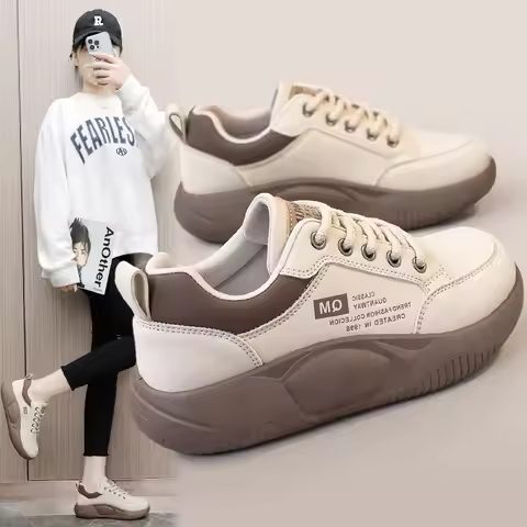 New Women's Shoes 2024 Spring Thick Sole Elevated Shoes Sports Shoes Women's Shoes Student Street Ca