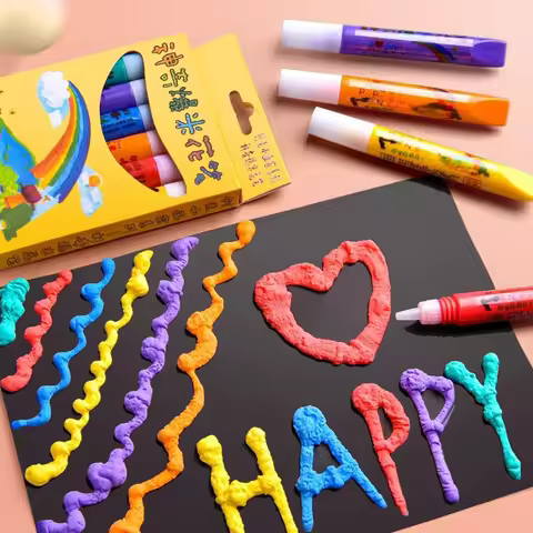 6 Pcs / Set New Exotic Popcorn Pen Multifunctional Foam Marker Pen Notebook Magic Pen Fun Fluffy Pen