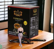 Cà phê hòa tan đen Espresso King Coffee - Hộp 100 Gói - Cà phê không Đường Không Sữa hòa tan.