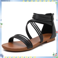 Flat sandals women bohemian versatile fairy style gladiator shoes seaside beach shoes plus size 36-4