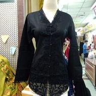 kebaya encim modern spesial putih senada lengan panjang - hitam xxxxl