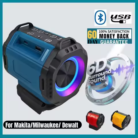 Bluetooth Speaker For Milwaukee/Makita/Dewalt/Bosch 18V 20V Battery With USB Type-C Port Charge Play