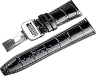 GANYUU For IWC Portugues Pilot Genuine Leather Watch Band Bracelet Strap Accessory 22mm Crocodile Grain Watchbands (Color : Black, Size : 22mm)