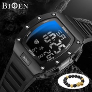 Biden Men Fashion Sports Digital Display Waterproof Silicone Strap Wrist Watch