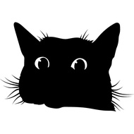 cat black sticker cute for car