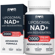 Liposomal NAD Supplement with Resveratrol - High NAD Plus 2000 mg, 120 Capsules, Made in The USA - N