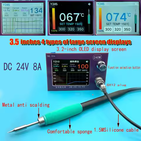 C245 Control Board 3.5-in OLED 4 Display Interfaces Electric Soldering Iron Soldering Station Contro