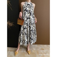 New Chinese Style Halter Dress Ink Painting Floral Skirt Niche Designer Halter Sleeveless Dress