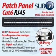 48-Port Cat6 RJ45 19" 2U Rack Mount Patch Panel Rackmount 19inch UTP 48 Port Cat5 Network Ethernet
