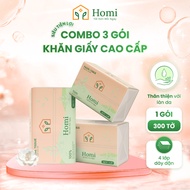[COMBO 3 PACK OF 300 SHEETS] 3 HOMI Premium Paper 300 sheets - 4 Layers Soft, Convenient, Safe for S