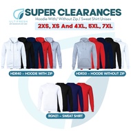 ULTIFRESH Clearance 2XS 4XL 5XL Hoodie Side Pocket Jacket With/Without Zip Hoodies Sweater Sweat Shi