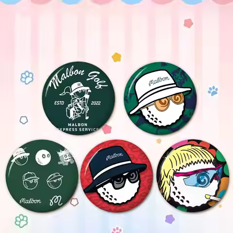 Fashion Golf MALBON 32/44/58mm Round Cartoon Brooches Handmade Pins For Backpack Jewelry Accessories