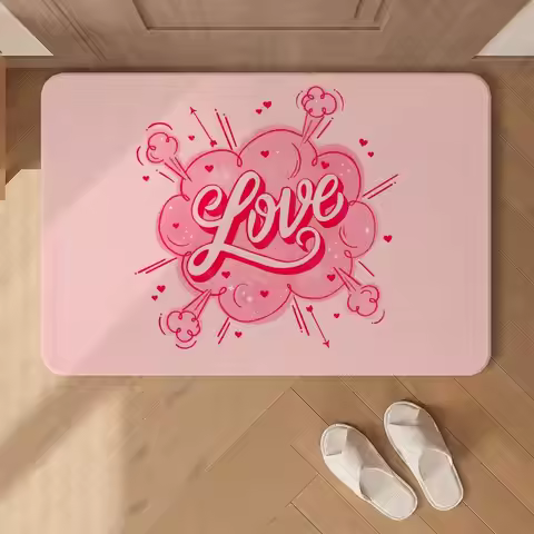 Pattern S-Sweet P-Pink T-Text Floor Mat Diatomite Bath Mat, Quick Dry, Absorbent, Multi-Scene Mat