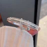 999 Sterling Silver Three Life III Bracelet Women Three Rings Butterfly Lily of the Valley Fashion A