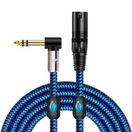 GOLLEY LION 1/4ถึงสาย XLR สายถักไนล่อนในสี่นิ้ว TRS เป็น XLR สายเชื่อมต่อสมดุลชาย