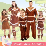 Traditional Savage Halloween Cosplay Costume Indian Brown Dress For Kids Girl Adult Woman Suit Boy M