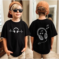 2026 Earphone Note ECG Double-sided Printed Children's T-Shirt Music Theme Men Women Middle Small Ch