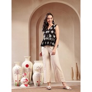 Black Floral Printed Rayon Co-Ord Set UD46160AATP