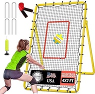 6-Angle Adjustable Volleyball Rebounder Net 7x4 ft with PU Volleyball and Stakes - Bounce Back Train