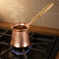 [kwbyle] Aluminum Coffee Brewing Vessel with Wooden Handle Turkish Coffee Pot Traditional Kettle for