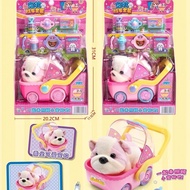 Children Play House Pet Trolley Toy Dog Cute Pet Girl Simulation Plush Cute Dog Trolley Toy