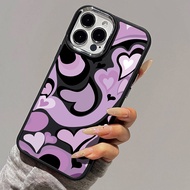 Case for iPhone 8 7 8plus 6plus 14 15 X XR XS MAX 12Promax 12 13Promax 15Promax 11 14Promax 13 Purple Heart Pattern Metal Photo Frame Shockproof Protective Soft Case