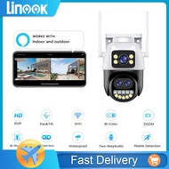 Linook ICSEE 4K 9MP three lens wireless WIFI waterproof outdoor CCTV camera PTZ 360 mobile IP security camera motion tracking color night vision CCTV camera