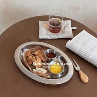 Bemular Home B2 A1 "ins Restaurant Afternoon Tea Snack Plate" Oval Metallic Style Breakfast Plate Ho
