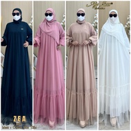 AJE ZAS - Gamis Dress Set Square Hijab Code-ZEA Matt Ceruti Mix Tille Plain